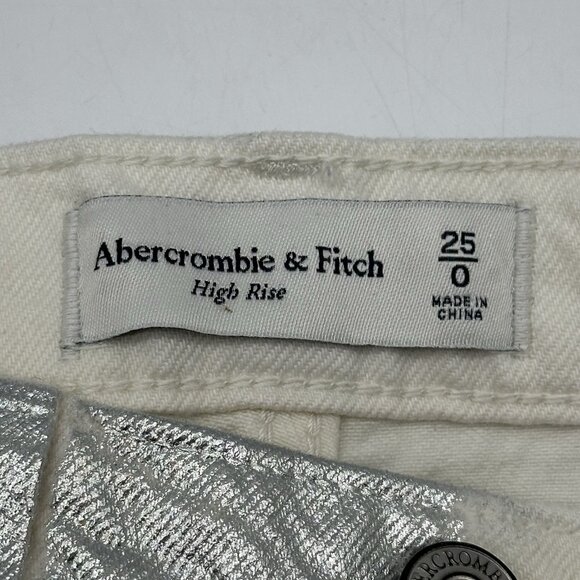 Abercrombie & Fitch Size 0 / 25 Silver White Metallic Y2K Denim Midi Skirt NWT - Picture 6 of 9